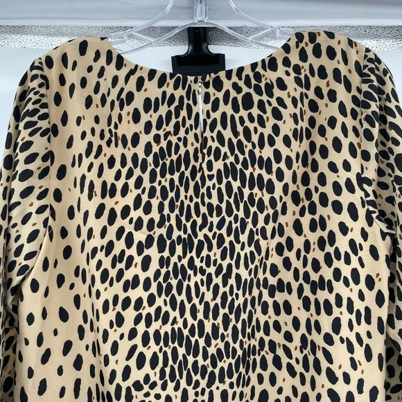 J.Crew Womens Cheetah Print Shift Dress 3/4 Sleeve Pockets Tan/Black Size 8 - Picture 6 of 9